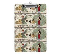 Plastic Clipboard, PVC Writing Board Hardboard Low Profile A4 Paper Size 12.5x8.5 in for Work Office 12.5" x 9" Print Old Egyptian Papyrus and Hieroglyph Retro Vintage Style