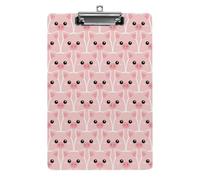 Plastic Clipboard, PVC Writing Board Hardboard Low Profile A4 Paper Size 12.5x8.5 in for Work Office 12.5" x 9" Print Seamless Pink Pig Faces Texture