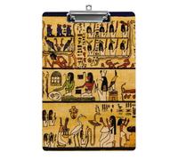Plastic Clipboard, PVC Writing Board Hardboard Low Profile A4 Paper Size 12.5x8.5 in for Work Office 12.5" x 9" Print Old Egyptian Papyrus and Hieroglyph Retro Vintage Style