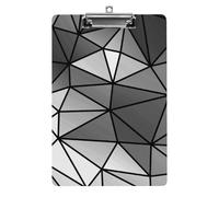 Plastic Clipboard, PVC Writing Board Hardboard Low Profile A4 Paper Size 12.5x8.5 in for Work Office 12.5" x 9" Print Black White Geometric Seamless Triangles Texture