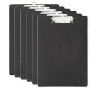 Plastic Clipboards, 6 Packs A4 Size Clip Boards, Paper Clips, Nursing Clipboard, Paper Clip Holder, Writing Board, Document Holder - Black