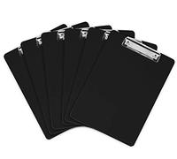 Plastic Clipboards (Set of 6) Multi Pack Clipboard (Black) Strong A4 12.5 x 9 Inch | Holds 100 Sheets! Acrylic Clipboards with Low Profile Clip | Cute Clip Boards Board Clips