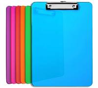 Plastic Clipboards (Set of 6) Multi Pack Clipboard (Coloured Assorted) Strong A4 12.5 x 9 Inch | Holds 100 Sheets! Acrylic Clipboards with Low Profile Clip | Cute Clip Boards Board Clips