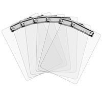 Plastic Clipboards (Set of 6) Transparent Clipboard (Clear) Strong A4 12.5 x 9 Inch | Holds 100 Sheets! Acrylic Clipboards with Low Profile Clip | Cute Clip Boards Board Clips