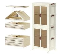 Plastic Closet Organizer for Kids - Portable Large Collapsible Wardrobe with Hanging Rods and Doors - Foldable Armoire for Boys and Girls