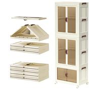 Plastic Closet Organizer for Kids - Portable Large Collapsible Wardrobe with Hanging Rods and Doors - Foldable Armoire for Boys and Girls