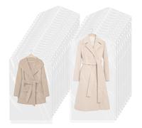 Plastic Clothes Covers, 30Pcs Dry Cleaning Bags, 2 Size Clear Garment Bags Waterproof Clothes Covers for Clothe Suits Shirts Gowns Dresses Jacket (Clear)