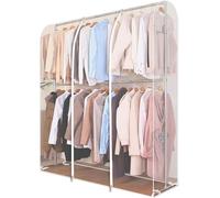 Plastic Clothes Covers, Double-Layer Hanger Cover, Clothes Rail Cover, 180Cm High Double Pole Hanger Cover, with Zipper Dustproof for Hanging Rails Protective Cover for Clothes Racks A,150x50x180cm