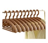 Plastic Clothes Hanger, Extra Thick Plastic Wide Shoulder Adult 360 Degrees Rotate Slip Resistant Standard Clothing Hanger Ideal for Everyday Use Brown 10 Pack