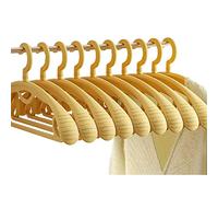 Plastic Clothes Hanger, Extra Thick Plastic Wide Shoulder Adult 360 Degrees Rotate Slip Resistant Standard Clothing Hanger Ideal for Everyday Use Yellow 10 Pack