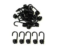 Plastic Coated Steel Wire Bungee Hooks Shock Elastic Cord Rope Hooks 6mm 8mm 10mm Black (10mm, 20)