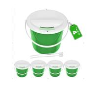 Plastic Coin Collection Bucket with Removable lid and Handle Charity Donation Collection Money Box Pail for Fundraising with top Slot for Tickets raffles and Money 7.5" Hx8.3 Diameter(Green) 4 Pack