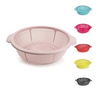Plastic Colander Food Sieve Strainer Basket for Food Washing Draining Pasta Spaghetti Rice Salad Vegetable Kitchen Cooking Hobby (31cm - Pink)