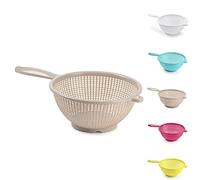 Plastic Colander Food Sieve Strainer Basket for Food Washing Draining Pasta Spaghetti Rice Salad Vegetable Kitchen Cooking Hobby (24cm - Taupe)
