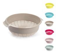 Plastic Colander Food Sieve Strainer Basket for Food Washing Draining Pasta Spaghetti Rice Salad Vegetable Kitchen Cooking Hobby (23cm- Taupe D2)