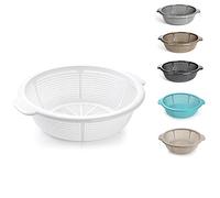 Plastic Colander Food Sieve Strainer Basket for Food Washing Draining Pasta Spaghetti Rice Salad Vegetable Kitchen Cooking Hobby (31cm - White)