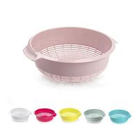 Plastic Colander Food Sieve Strainer Basket for Food Washing Draining Pasta Spaghetti Rice Salad Vegetable Kitchen Cooking Hobby (27cm - Pink Design 2)
