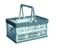 Plastic Collapsible Picnic Basket Stackable PP Crates for Home Kitchen (Blue L)