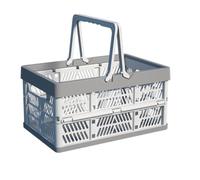 Plastic Collapsible Picnic Basket Stackable PP Crates for Home Kitchen (White L)