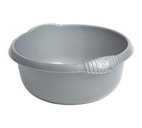 Plastic Colorful Washing Up Bowl Round Shape 28,32,36 cm Plastic Bowls Kitchen Basin Sink (Silver/Grey, 36 CM)