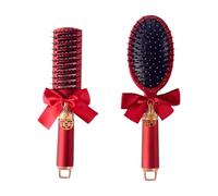 Plastic Comb Long-Handled Detangling Hairbrush Red Styling Curling Comb Two-Pcs Set Suitable For Various Hair Types