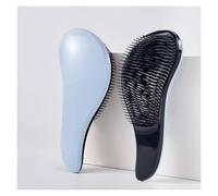 Plastic Comb Long-Handled Three-Layer Fine-Tooth Comb Portable Home Fluffy Massage Straight Hairbrush(Blu)