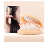 Plastic Comb Mini Air Cushion Massage Mirror Detangler Hairbrush A Portable Folding Comb Suitable For Various Hairstyles(Orange)