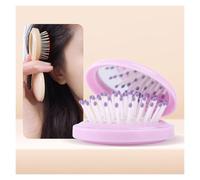 Plastic Comb Mini Air Cushion Massage Mirror Detangler Hairbrush A Portable Folding Comb Suitable For Various Hairstyles(Lila)