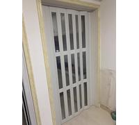 Plastic Concertina Space Saver Door with Transparent Grid Window, Pleated Folding Design for Bedroom and Laundry Room