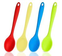 Plastic Cooking Spoons, Set of 4 Plastic Cooking Spoons, Silicone Mixing Spoon