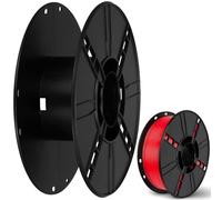 Plastic Cord Storage Reel with Spindle Tray, Black Space Saving | Snap Together Build, Center Hole and Open Frame Details, for Workshop Use, Campers and 3d Printer Filament