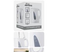 Plastic Cordless Jug Kettle in White, 2.2kW 1.7Litre Capacity Stainless- White