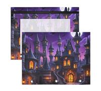Plastic Cosmetic Bag Sturdy A4 Document Folder 2 Pack for Teacher School Students Teacher Supplies Halloween Spooky Castle Ruins