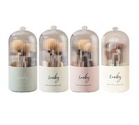 Plastic Cosmetic Storage Box with Rotating Design for Makeup Brushes and Tubes, Desktop Organizer for Beauty Essentials, White(Cream White)