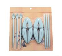 Plastic Crab Cracking Tools for Home Kitchen or Commercial Use Includes Claw Crackers Forks and Spoons for Shellfish Processing (blue)