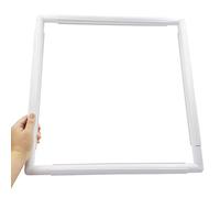 Plastic Cross Stitch Frame Q Snaps Square Embroidery Hoop White DIY Sewing Tools Sewing Hoop Handhold Craft Clip Embroidery Snap Frame Hoop for Cross Stitching Quilting (17 X 17")