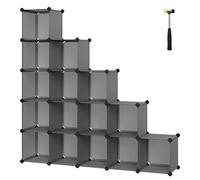 Plastic Cube Storage, 31x123x123cm, 16-Cube, Grey