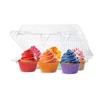 Plastic Cupcake Containers Boxes | 6 Compartment - 12 Pack | Disposable High Dome Dozen Cupcake Holder With Lid Bulk | Extra Sturdy Stackable Cupcake Boxes | Durable Muffin Packaging Transporter To Go