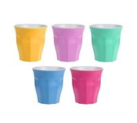 Plastic Cups 295ml Multi Coloured Drinking Water Glasses Unbreakable Juice Tumblers Reusable Stackable Drinkware Set Picnic Parties BBQ, Set of 5