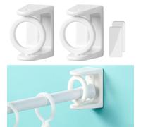 Plastic Curtain Rod Brackets Set of 2 No Drilling Hook 360 Degree Rotatable for Hanging Rods on Smooth Surfaces Such as Tiles Marble Glass