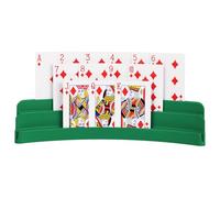Plastic Curved Playing Card Holder,12 Inch Three-Layer Design Playing Cards Holders for Adults, Stackable Card Deck Organizers with Non-Slip Base for Bridge, Strategy Games Family Nights (Green)