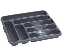 Plastic Cutlery Tray 7 Compartment Large Cutlery Holder Organizer Rack (Grey)