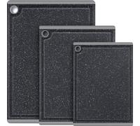 Plastic Cutting Coards for Kitchen, 3-Piece Large Cutting Board Set Dishwasher Safe Chopping Boards with Non-slip Feet and Juice Grooves, Light Gray, Kikcoin