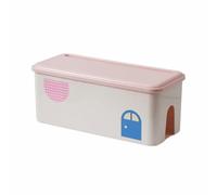 Plastic Data Cable Storage Box,Power Strip Storage Box with Cover,Multi-Functional Socket Storage Case,Wire Management Organizer(Pink)
