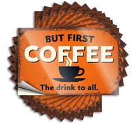 Plastic Decal Aesthetic Decals, Stuff for Teens Cute Pattern Design for Alcohol Notebook | Bottle Removable Vinyl But First Coffee The Drink to All(8X12CM)