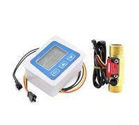Plastic Digital Water Flow Meter Set for battery Powered Plastic(B) | LCD screen shows real-time rate, total volume, low power design, 1-30L/min range, for battery operated