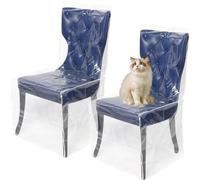 Plastic Dining Chair Covers Clear PVC Dining Chair Seat Covers Waterproof Chair Protector Dustproof Cat Scratch High Back Dining Chair Slipcovers Seat Chair Protector for Home Kitchen Bedroom (2)