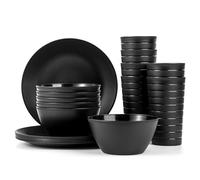 Plastic Dinnerware set, Unbreakable and Reusable Plastic Plate, Bowl and Tumbler | set of 18 Black