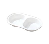 Plastic Divided Sauce Dishes 6 Pack, 2-Grid White | Reusable Plastic, 14.3 x 8.1 x 2.3 cm, Separate Sauces, BBQ Serving, Sushi Soy Sauce