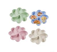 Plastic Divided Snack Plates 23cm Pink Blue Green